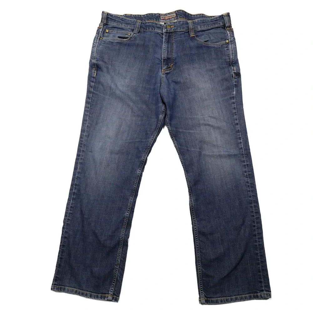 5.11 TACTICAL Men's Size 40x30 Medium Wash Denim 7-Pocket Straight Leg Jeans